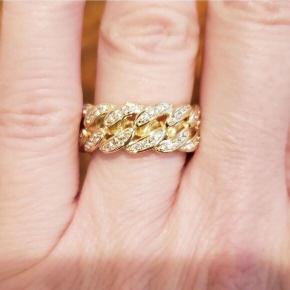 14k Gold Curb Link Ring - Picture 2 of 5